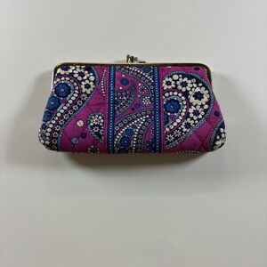 Vera Bradley Quilted Kisslock Wallet Clutch Purple Blue